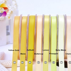 100 yards,Double faced Satin Ribbon, Yellow, Orange, 1/4"(6 mm),3/8"(9 mm),1/2(13 mm),5/8"(16 mm),3/4"(19 mm),7/8"(22 mm),1"(25 mm)