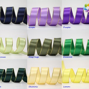 100 yards, Gold Metallic Edge Satin Ribbon, 35 colors Available, 1/4&#39;&#39;, 3/8&quot;, 5/8&#39;&#39;(16mm), 7/8&quot;(22 mm), 1.5&#39;&#39;for gift package, Part Two