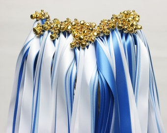50PCS Ribbon Wands with triple ribbon and bell Party Wand Streamers Ribbon sticks Magic fairy Wands for Wedding decors