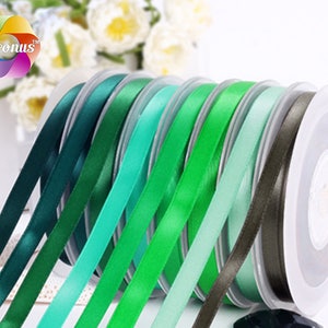 100 Yards,double Faced Satin Ribbon, Green, 1/46 Mm,3/89 Mm,1/213 Mm,5/ ...
