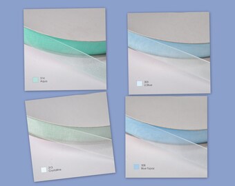 200 Yards, Polyester Organza ribbon, Organza Sheer Ribbon, Blue, Teal, Navy, 14 colors available, 3 widths available, 3/8", 7/8", 1-1/2"