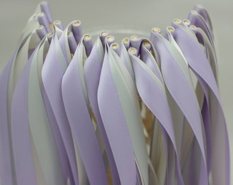 50PCS Ribbon Wands with triple ribbon no bell Party Wand Streamers Ribbon sticks Magic fairy Wands for Wedding decors