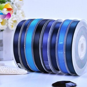 100 Yards,double Faced Satin Ribbon, Blue, Deep Blue, 1/4"(6 Mm),3/8"(9 ...