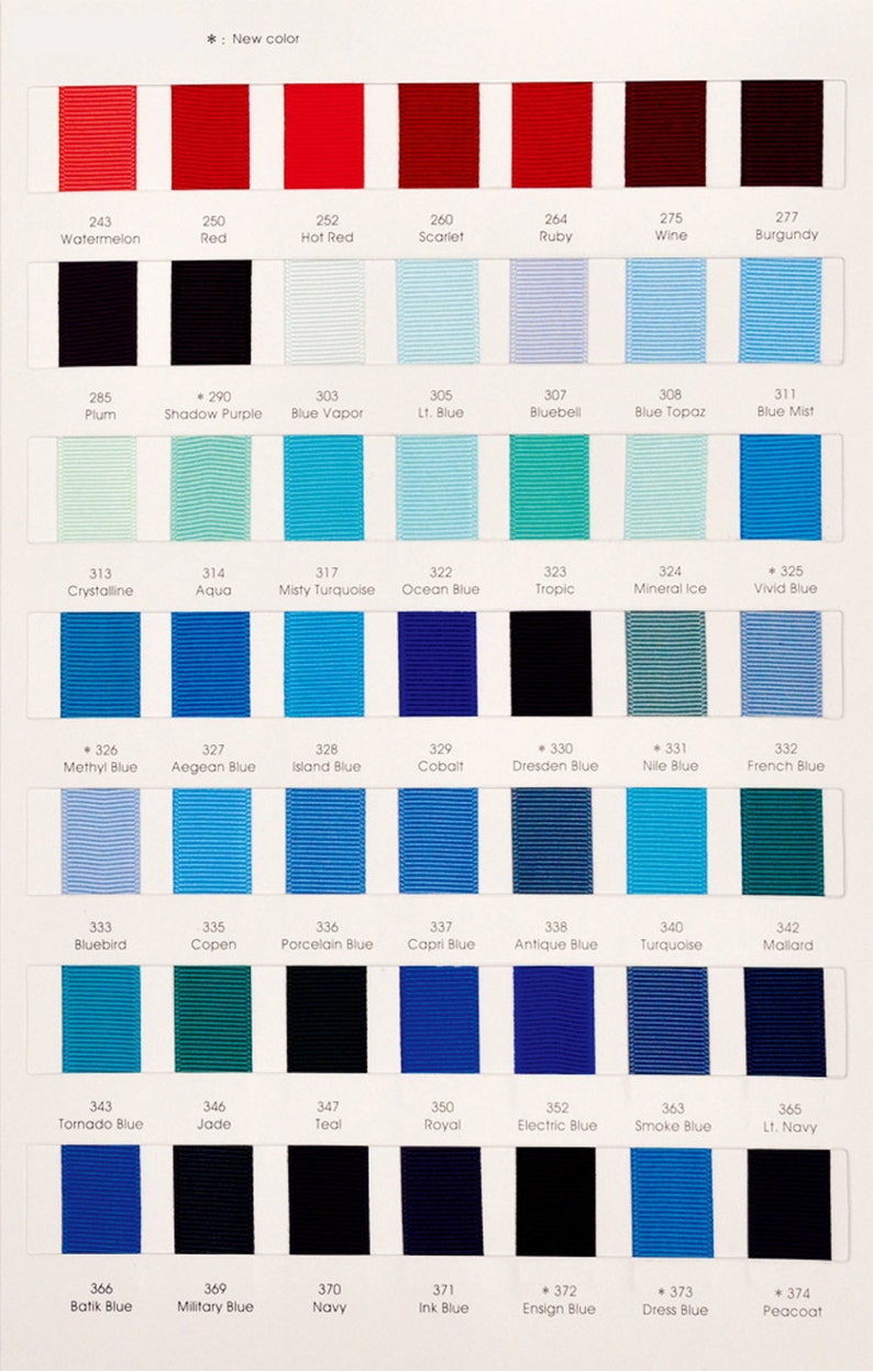 Colourfullife, Physical COLOR CHART, Polyester Grosgrain Ribbon, 196 ...