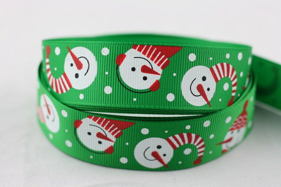 5 Yards, 1 Inch 1'' 25mm, Grosgrain Ribbon, Christmas Snowman, Printed ...