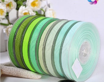 10 yards, 1/4", 3/8", 5/8'', 3/4'', 7/8'', 1‘’, Grosgrain Ribbon Kiwi, Mint, Seafoam Green, Pastel Green, Fern , Parrot ,Sage for wedding,