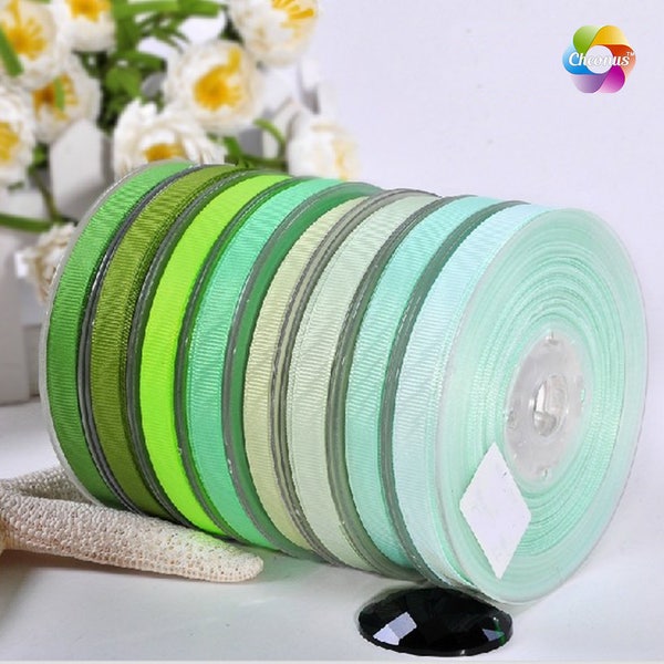 10 yards, 1/4", 3/8", 5/8'', 3/4'', 7/8'', 1‘’, Grosgrain Ribbon Kiwi, Mint, Seafoam Green, Pastel Green, Fern , Parrot ,Sage for wedding,