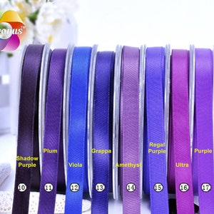 100 Yards,double Faced Satin Ribbon, Purple, 1/46 Mm,3/89 Mm,1/213 Mm,5 ...