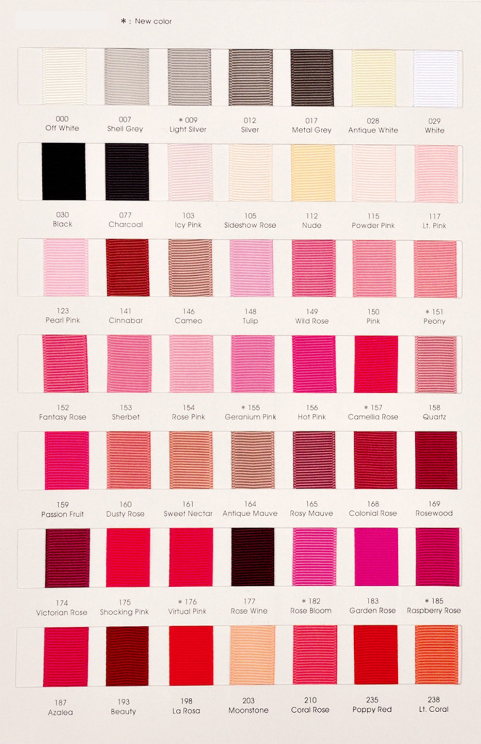 Colourfullife, Physical COLOR CHART, Polyester Grosgrain Ribbon, 196 ...