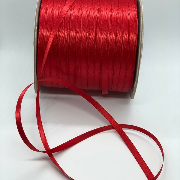 50 yards, 3/16'' 5mm Ruban de satin double visage, Rouge pour décoration de mariage Emballage cadeau