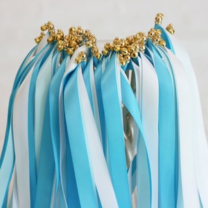 50 Stück Zauberstäbe mit dreifachem Band und Glocke, Party-Zauberstäbe, Zauberstäbe, Zauberstäbe für Hochzeitsdekore