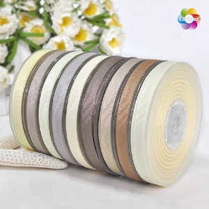 10 yards, 1/4&quot;, 3/8&quot;, 5/8&#39;&#39;, 3/4&#39;&#39;, 7/8&#39;&#39;, 1‘’ Grosgrain Ribbon Taupe Cream Ginger Snap Vanilla Ivory Deep Sage Soft Pine Fossil For Wedding