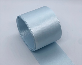 5 yardas, 1.5'', 38 mm, cinta de satén de doble cara, Vapor azul para boda, envoltura de regalo