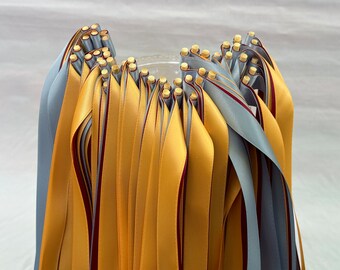 50 Uds varitas con cinta con cinta triple y palo envuelto varitas de fiesta serpentinas palos de cinta varitas mágicas de hadas para decoraciones de boda