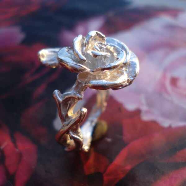 Silberne Rose Ring - Sterling Silber Rose Ring - einzigartige Rose Ring - schwarz oxidierten Rose Ring K175