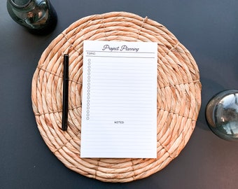 Project Planner Notepad | 5.5x8.5 Half Letter Notepad, Project Page Notes Project Notes Minimal Stationery, Office Notepad, Project Desk Pad