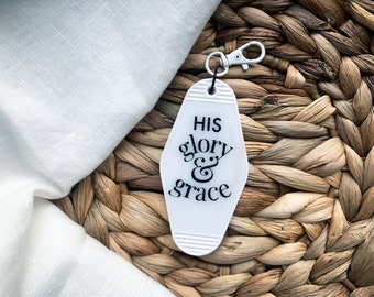 GLORY & GRACE | Retro Motel Keychain, Vintage Motel Keychain, Motel Keychains, Motel Keychains Faith, Vintage Keychain Gift, Hotel Key Tag