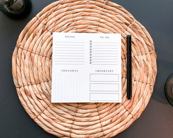 Notizblock 15x15 cm | Büro Memo Pad, To Do Checkliste, Liste Notizblock, kleiner Notizblock, minimalistische Liste, To Do Notizblock, Schreibtischunterlage