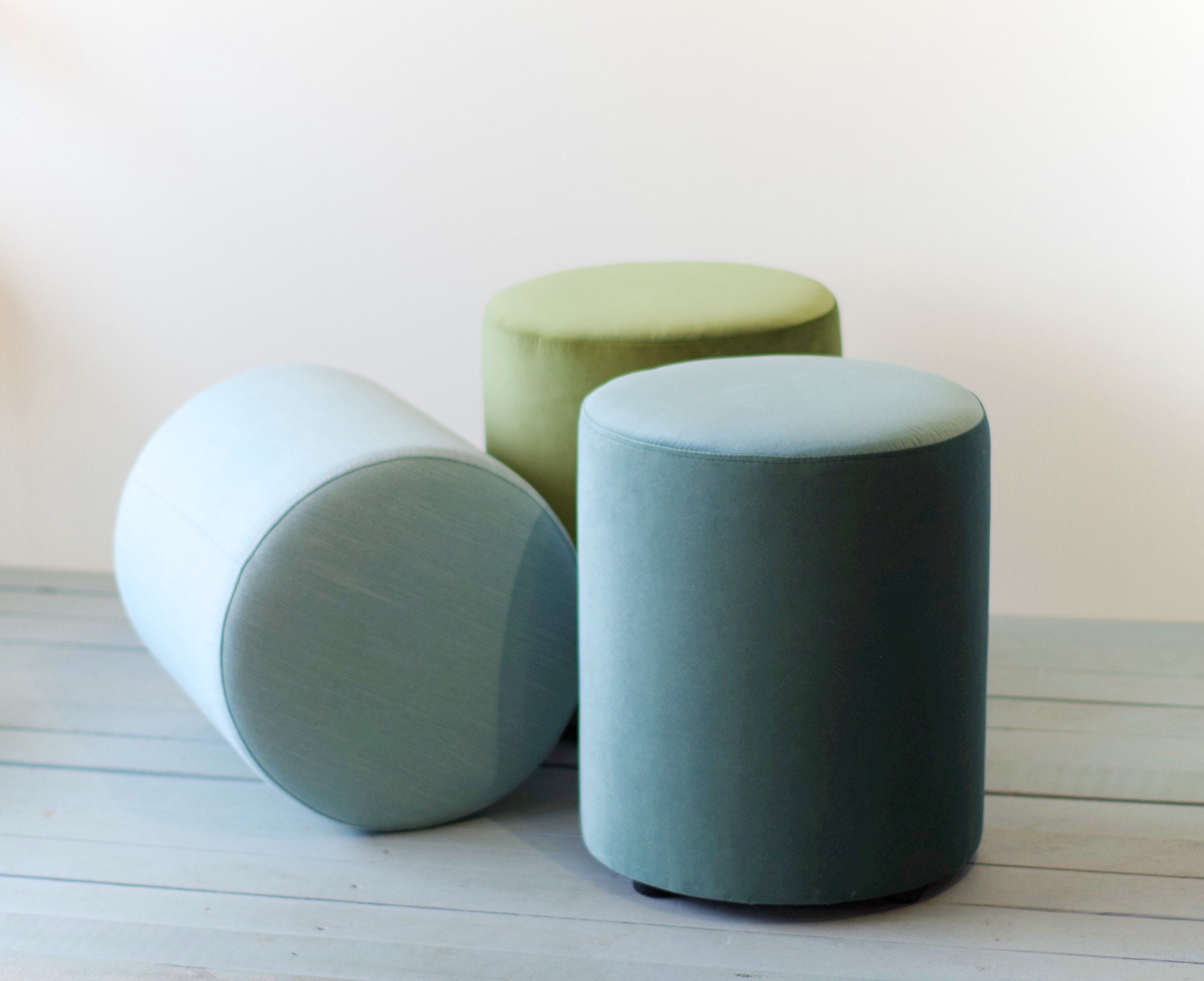 Round Pouf Round Velvet Ottoman Pouf Side Table Floor Etsy