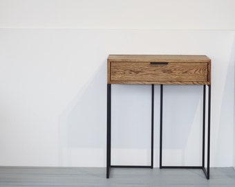 Desk with metal legs | Solid oak wood desk | Console | Dressing table | Scandinavian style |Table With Drawer | Modern desk NORDIC-L