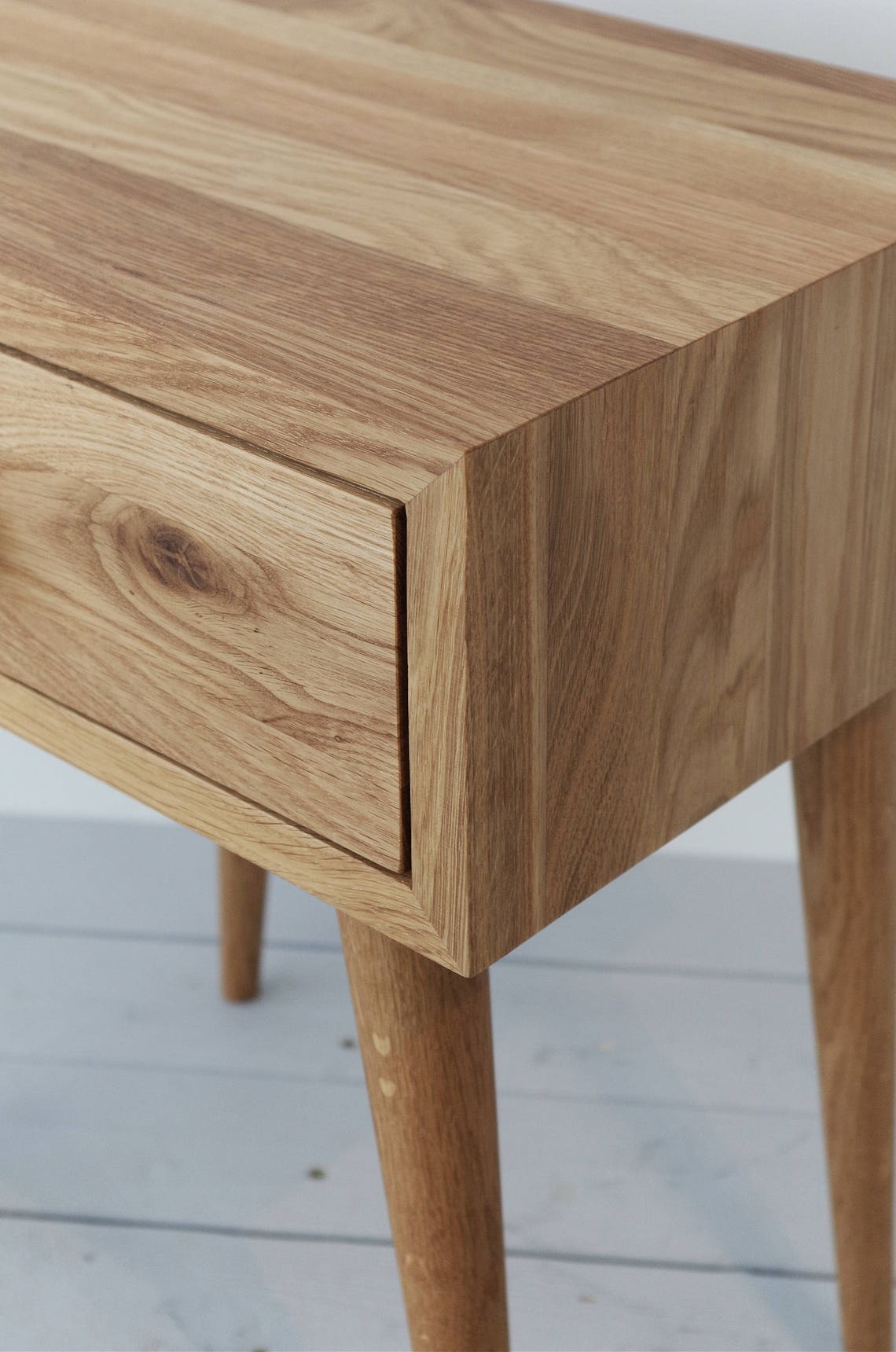 Massive Eiche Nachttisch natürlich geölt Tisch mit Schublade | Etsy