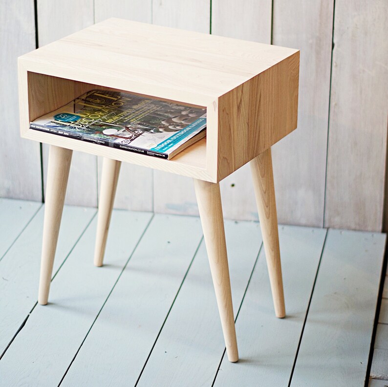 Japandi Style Nightstand Side Table End Table Ash Modern Etsy UK
