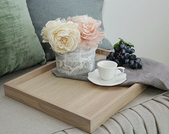 Oak Decorative Tray | Serving Tray | Ottoman Tray| modern | Coffee Table tray | Breakfast Tray| Tray Decor | Tea Tray | Breakfast Tray