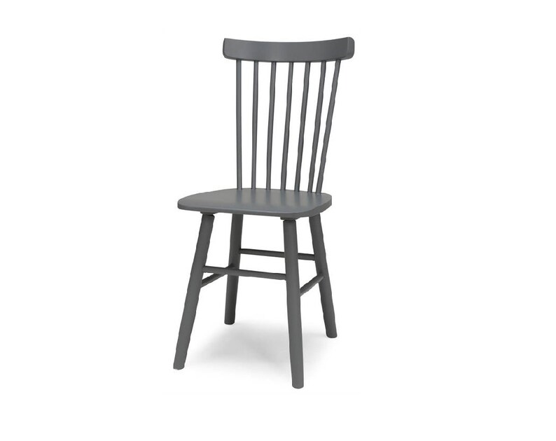 Set of Two Solid Birch Wooden Chairs Grey Scandinavian Etsy