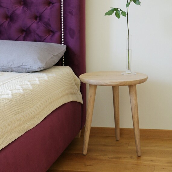 Solid Oak Stools Small Side Table Modern Round Coffee Bedside Nightstand No St 02eh
