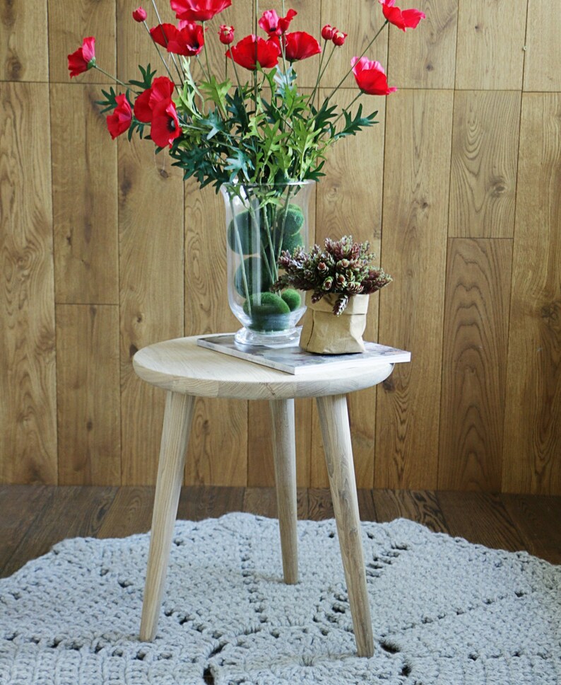 Solid oak stools Small side table Side table Modern Etsy