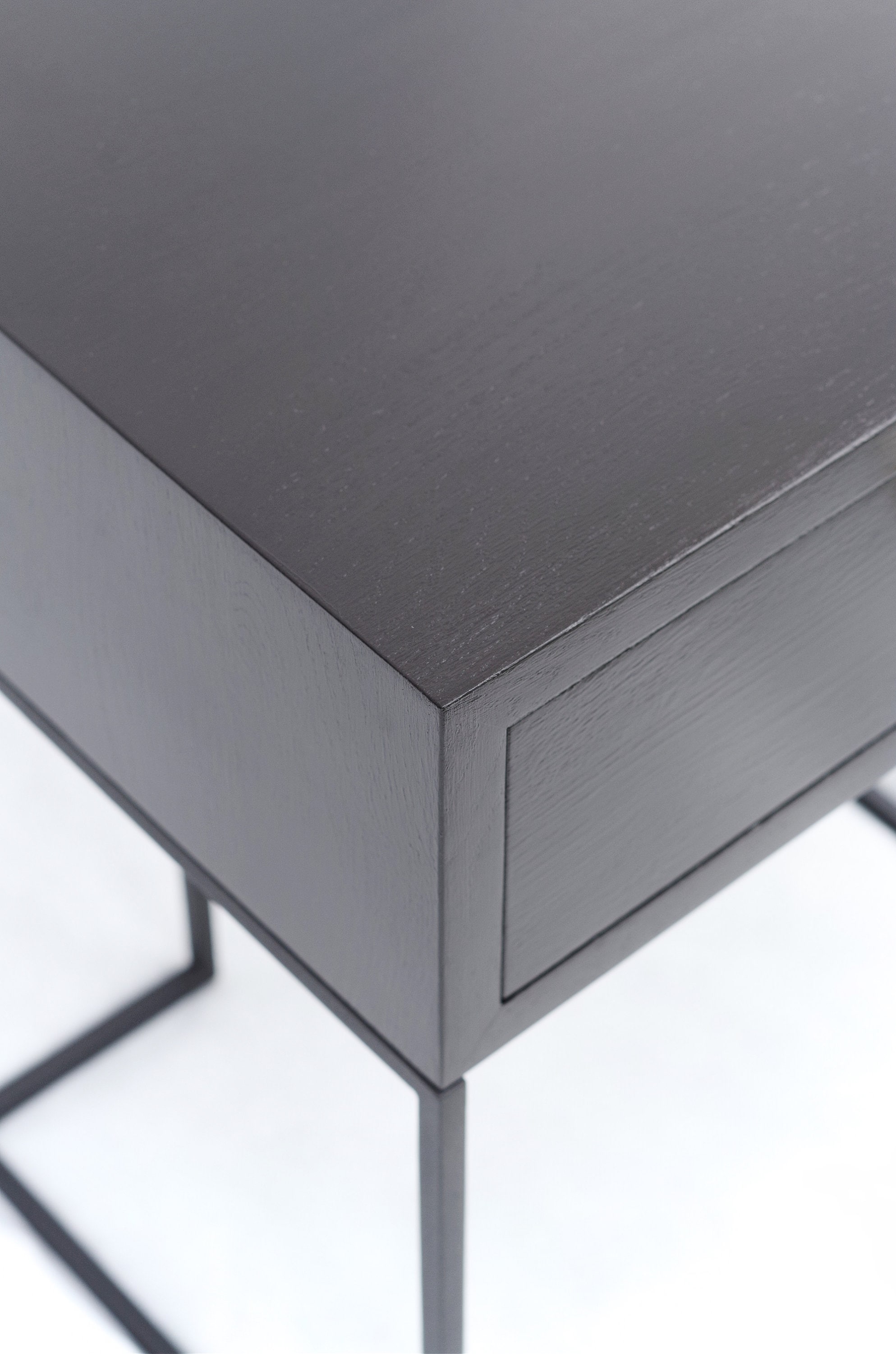 Black Bedside Table Mid Century Industrial Style Solid Oak Etsy UK