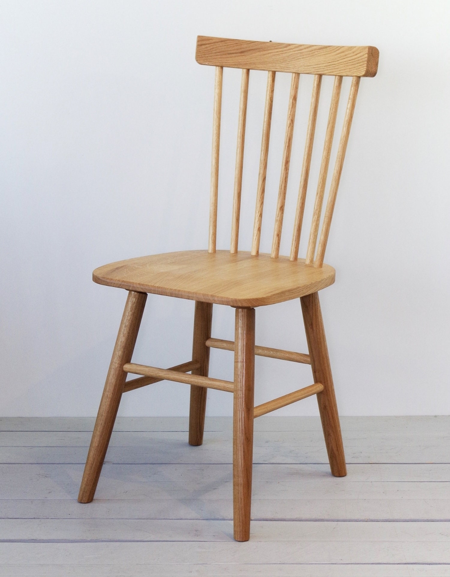 Set of Two Solid Oak Wooden Chairs Scandinavian Design Solid Oak