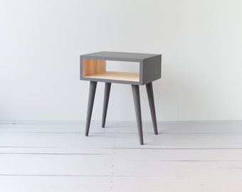 Grey Nightstand | Minimal Furniture | Bedside | Bedroom furniture | Wood nightstand | Side table