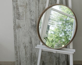 Round oak hanging mirror | wood frame mirror | Entrance mirror | Modern Round wooden frame mirror | Wall mirror | Interior Mirror