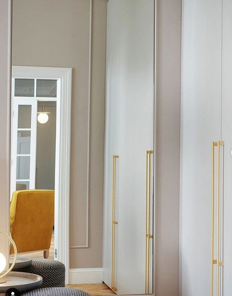 Very Long Modern Brass Handle Wardrobe Door Handles Long Etsy