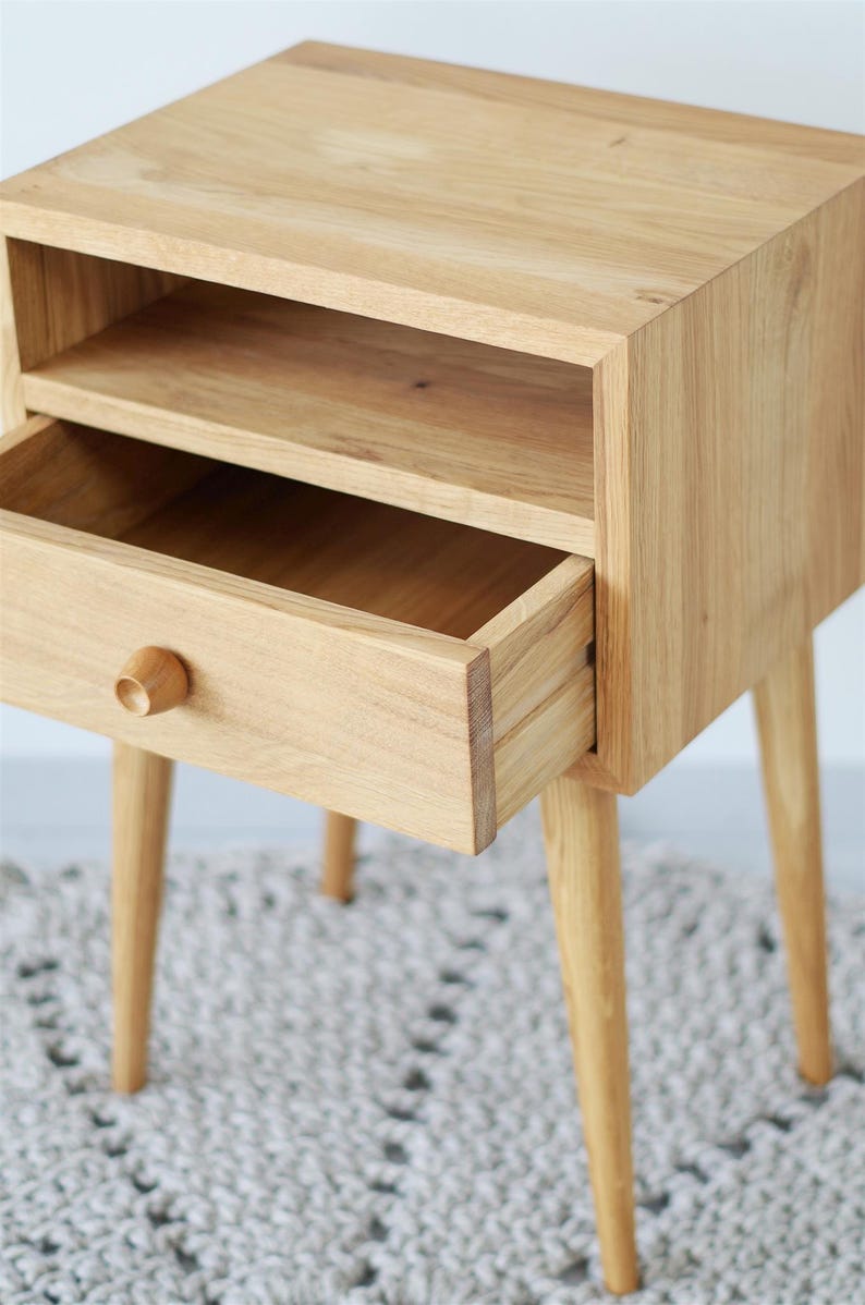 Bedside Table With Drawer Mid Century Modern Furniture Etsy