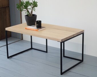 Oak coffee table with metal legs | Moderns coffee table | Wood table | Mesa de café | sleek design table | end table