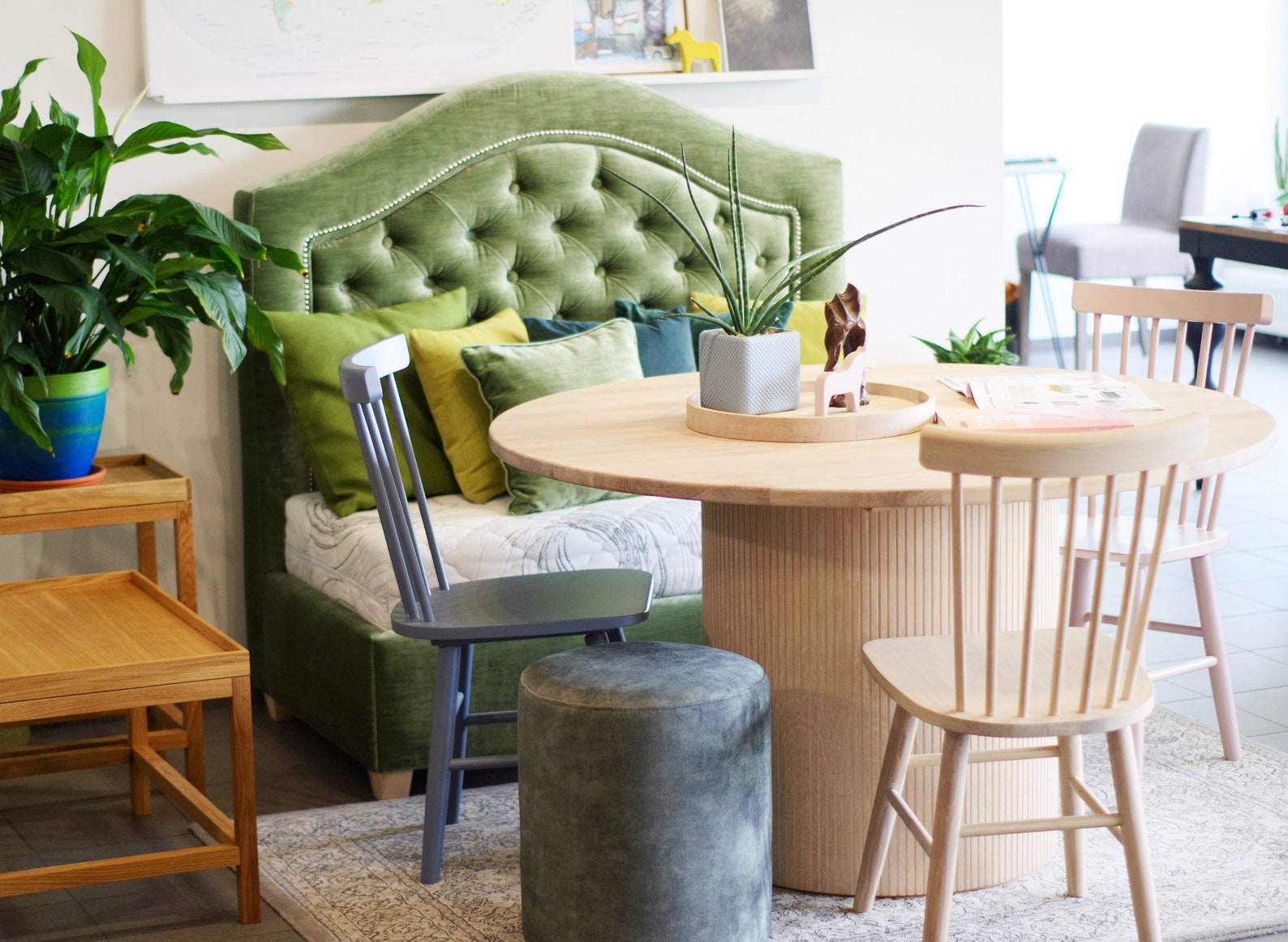 Round Pouf Round Velvet Ottoman Pouf Side Table Floor Etsy