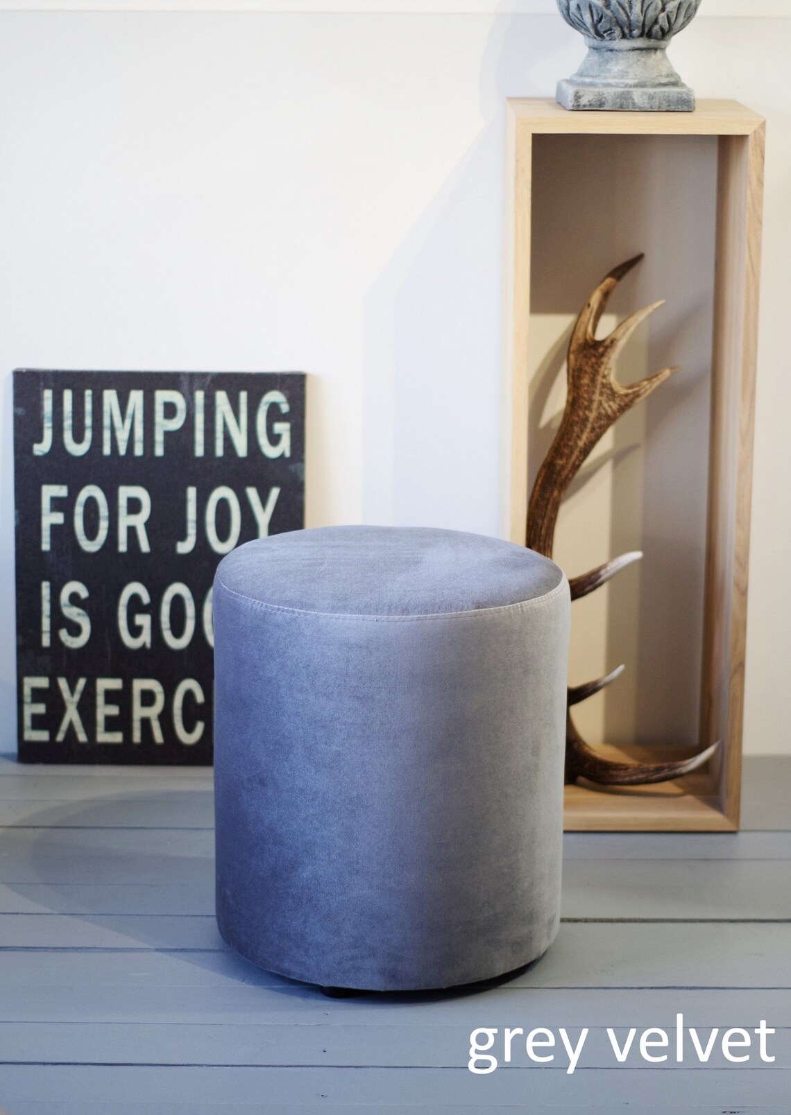 Round Pouf Round Velvet Ottoman Pouf Side Table Floor Etsy