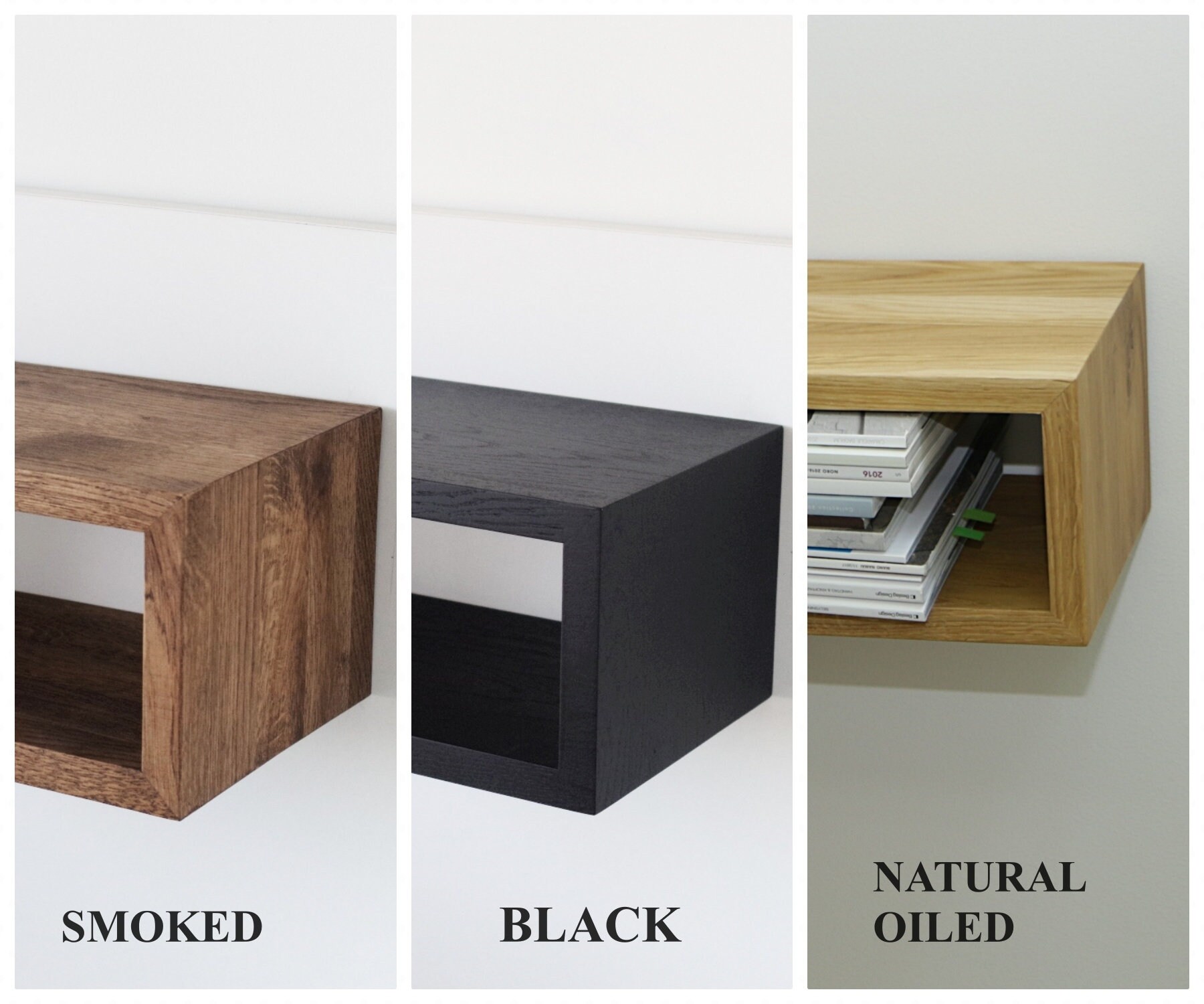 Solid Oak Wood Shelf Nursery Shelves Floating Nightstand Etsy