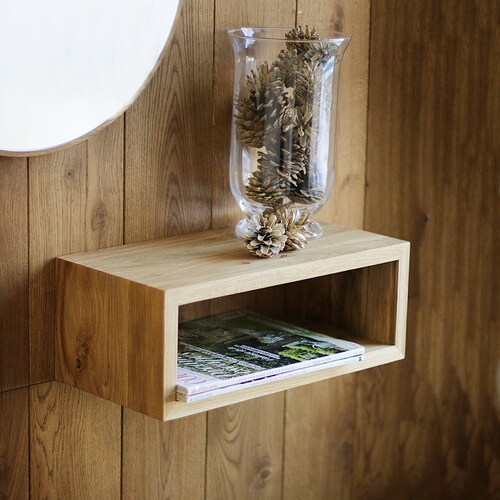 Solid Oak Shelf Nursery Shelves Floating Nightstand Etsy