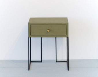 Green or blue one drawer nightstands | Side Tables | Mid-Century modern table | Scandinavian style | Modern table |