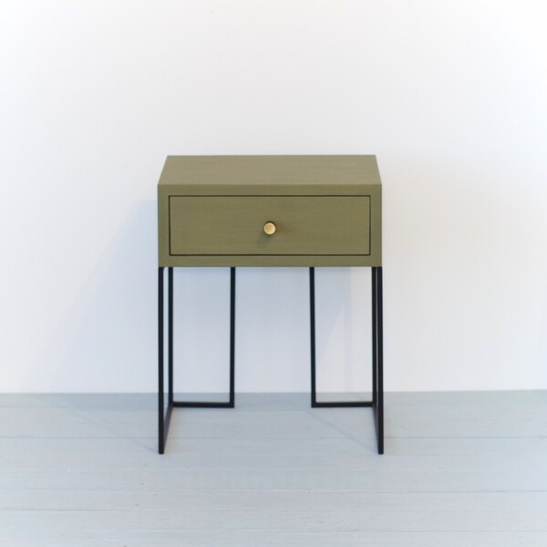 Green or blue one drawer nightstands | Side Tables | Mid-Century modern table | Scandinavian style | Modern table |