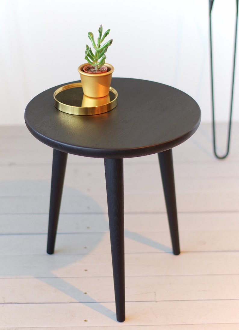Black solid oak stools Small side table Side table Etsy