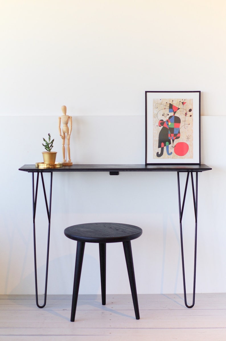 Black solid oak stools Small side table Side table Etsy