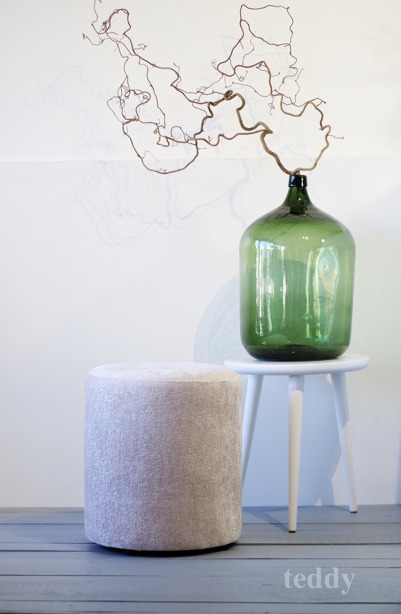 Round Pouf Round Velvet Ottoman Pouf Side Table Floor Etsy