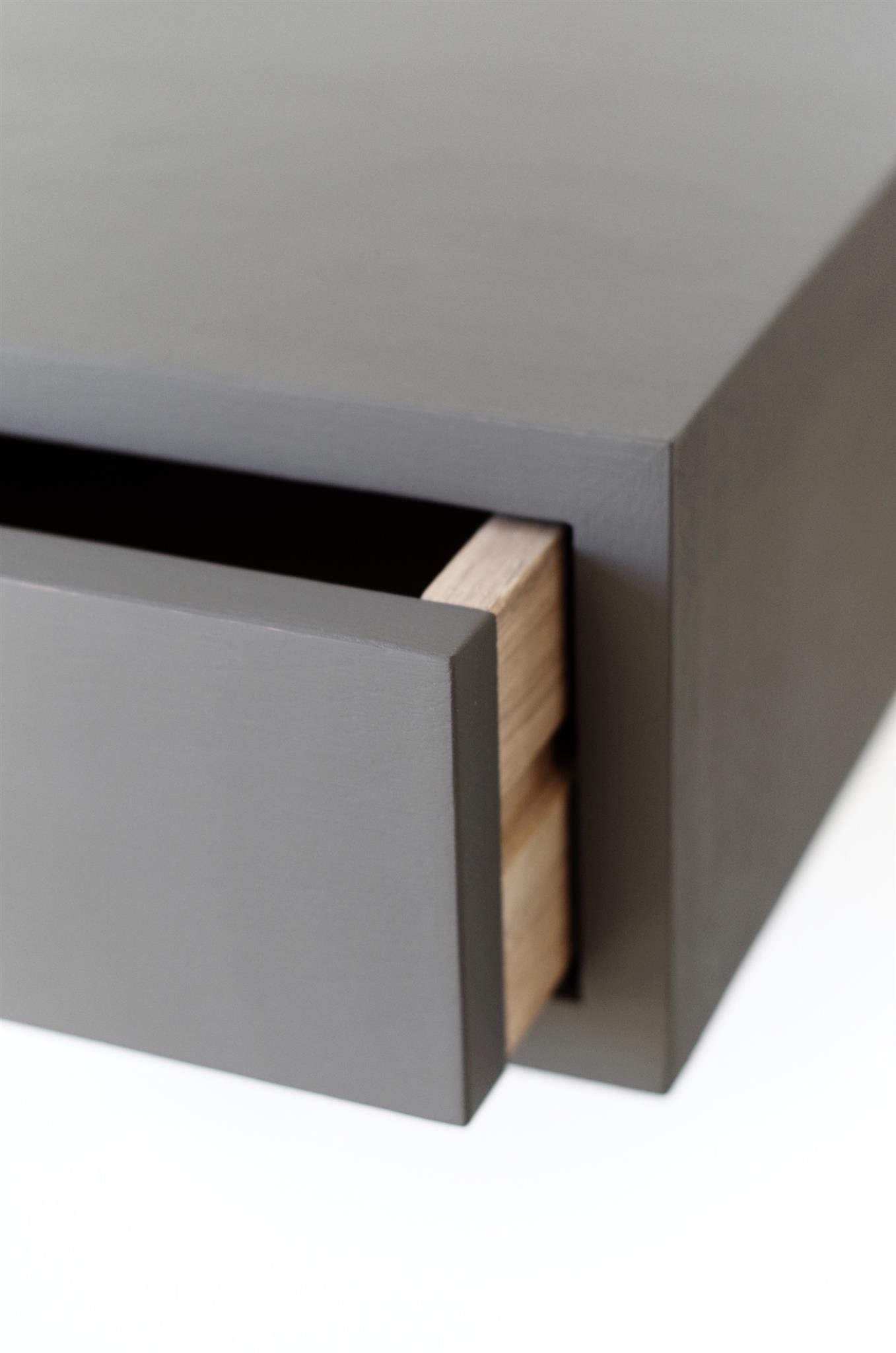 Grey Floating Nightstand With Drawer Oak Nightstand Mid Etsy Canada