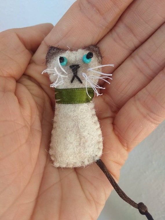 Brooch Doll With Gray Cat, Cloth Art Doll, Personalized Dolls