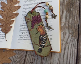 Hoopoe birds wooden bookmark, Decoupaged bookmark, Bird watcher gift, Nature bookmark, Bird gifts, Nature lover gifts, Gift for reader