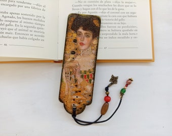 Book day gift, Mother's Day gift, Klimt Adele Bloch Wooden Bookmark, Positive Quote Bookmark, Wooden Bookmark, Klimt Art Bookmark